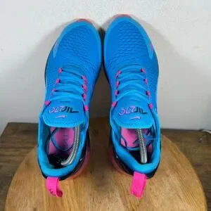 Nike Air Max 270 Running Shoes Blue Pink Men\'s Size 9.5 BV6078-400 Nike Air Max 270 South Beach Light Blue Fuchsia Pink Black  main image 2